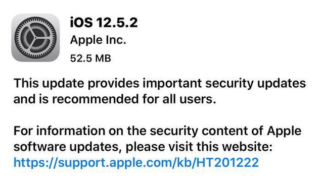 连州苹果手机维修分享iOS12.5.2发布，建议所有老苹果用户安装 